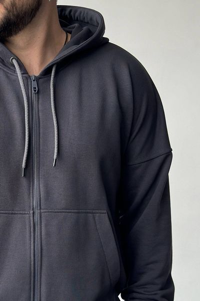 Трикотажный мужской костюм с капюшоном трехнитка Серый N3508-c02 фото