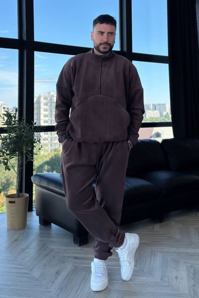 Флисовый спортивный костюм мужской Коричневый N3776-c01 фото