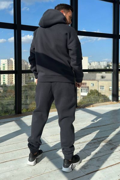 Теплый флисовый мужской спортивный костюм на Осень-Зиму Серый N3453-c02 фото