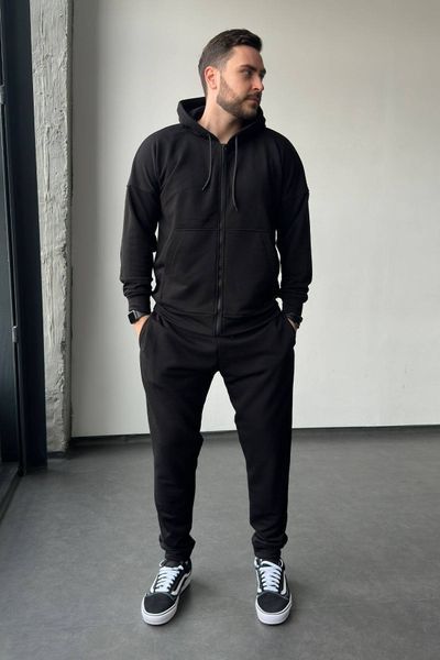 Трикотажний спортивний костюм з капюшоном тринитка Чорний N3508-c03 фото